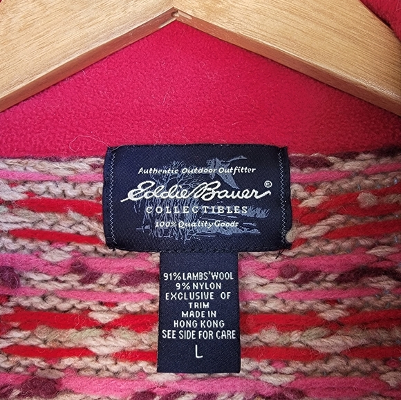 Eddie Bauer Fair Isle Lambswool Zip Up Sweater - Picture 3 of 5